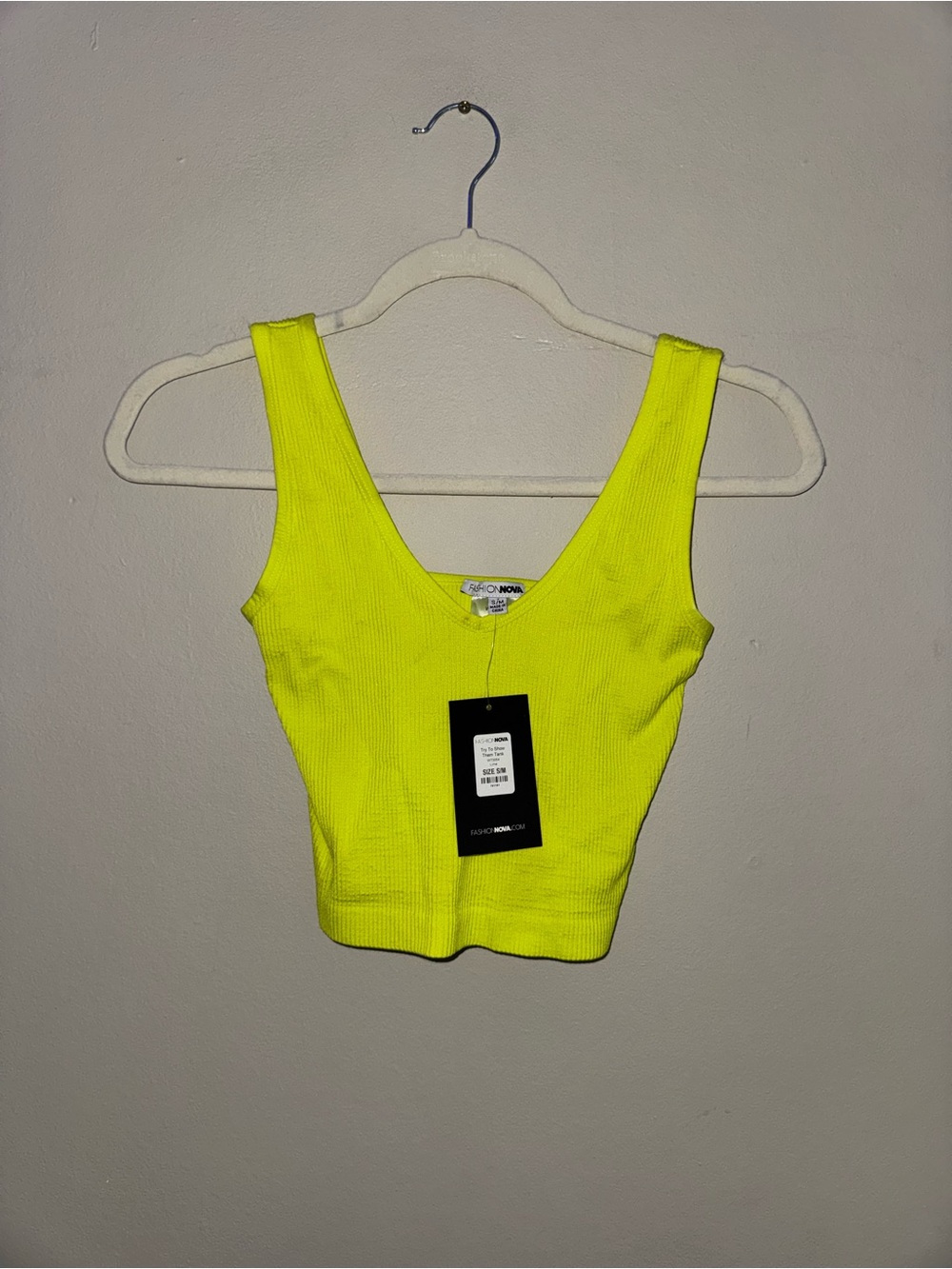 BNWT, fashion nova, lime green, seamless tank, size S/M